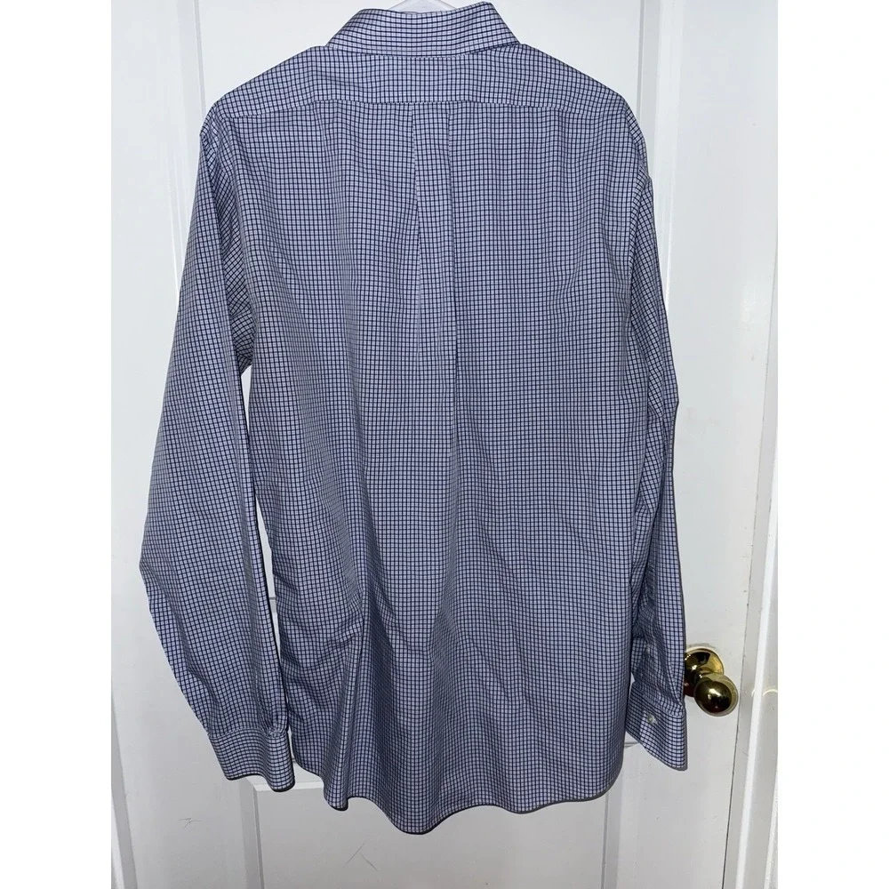 Brooks Brothers Mens Dress Shirt Size 16 1/2 Blue White Gingham Button Down‎